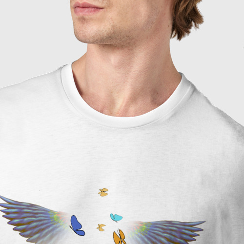 Мужская футболка хлопок Череп с прической цветов, цвет белый - фото 6