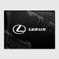 Обложка для студенческого билета Lexus speed на темном фоне со следами шин по-горизонтали