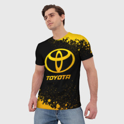 Мужская футболка 3D Toyota - gold gradient - фото 2