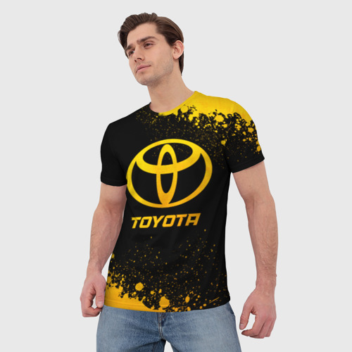 Мужская футболка 3D Toyota - gold gradient, цвет 3D печать - фото 3