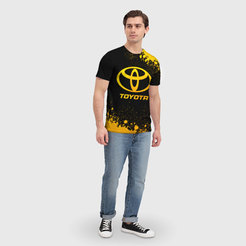 Мужская футболка 3D Toyota - gold gradient, цвет 3D печать - фото 5
