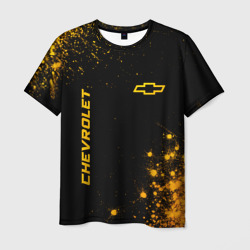 Мужская футболка 3D Chevrolet - gold gradient вертикально