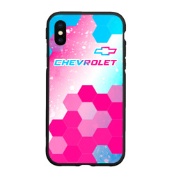 Чехол для iPhone XS Max матовый Chevrolet neon gradient style посередине