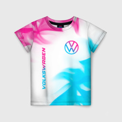 Детская футболка 3D Volkswagen neon gradient style вертикально