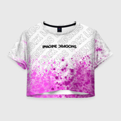 Женская футболка Crop-top 3D Imagine Dragons rock legends посередине