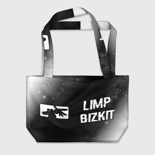 Пляжная сумка 3D Limp Bizkit glitch на темном фоне по-горизонтали
