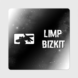 Магнит виниловый Квадрат Limp Bizkit glitch на темном фоне по-горизонтали