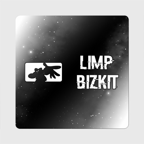 Магнит виниловый Квадрат Limp Bizkit glitch на темном фоне по-горизонтали