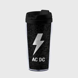 Термокружка-непроливайка AC DC glitch на темном фоне