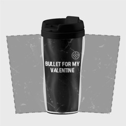Термокружка-непроливайка Bullet For My Valentine glitch на темном фоне посередине - фото 2