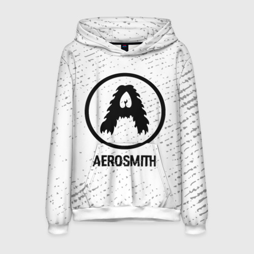 Мужская толстовка 3D Aerosmith glitch на светлом фоне, цвет белый