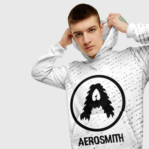 Мужская толстовка 3D Aerosmith glitch на светлом фоне, цвет белый - фото 5