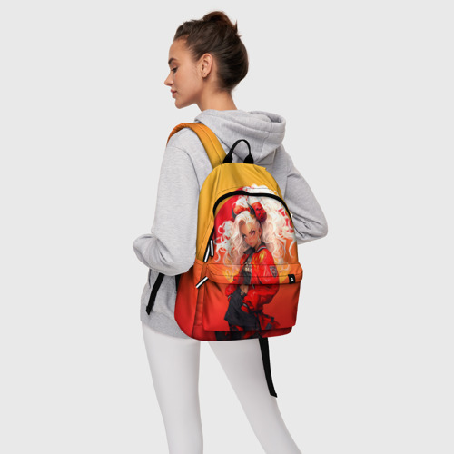Рюкзак 3D Девушка-демон от нейросети - желто-красный градиент - фото 5