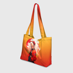 Пляжная сумка 3D Девушка-демон от нейросети - желто-красный градиент - фото 2