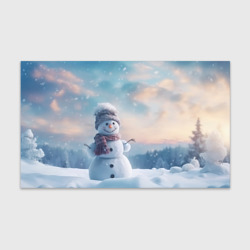 Бумага для упаковки 3D Радостный снеговик в лесу на поляне 
