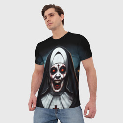 Мужская футболка 3D Страшная монашка из ужасов - фото 2