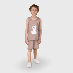 Детская пижама с шортами хлопок Лама-альпака в пушистых наушниках - фото 2