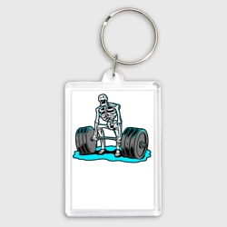 Брелок прямоугольный 35*50 Скелет делает становую тягу