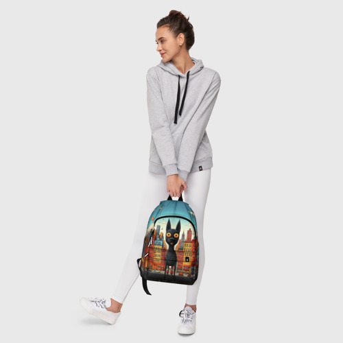 Рюкзак 3D с принтом Собака на фоне города в мульт-стиле, фото #6