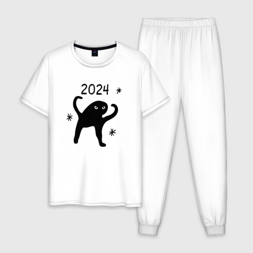Мужская пижама хлопок 2024 - ъуъ мем, цвет белый