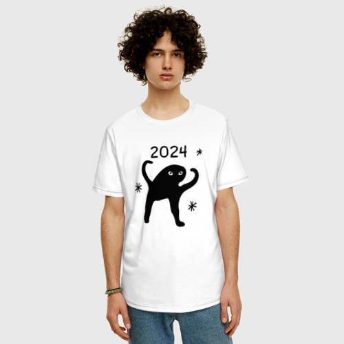 Мужская футболка хлопок Oversize 2024 - ъуъ мем, цвет белый - фото 3
