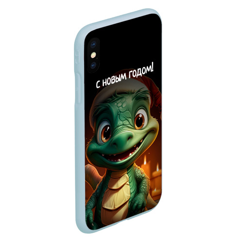 Чехол для iPhone XS Max матовый с принтом С новым годом дракона, вид сбоку #3