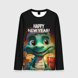 Мужской лонгслив 3D Happy new year green drogon