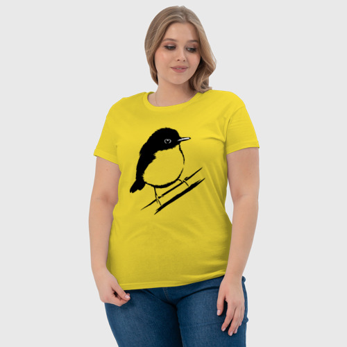 Женская футболка хлопок с принтом Птенец трафарет, фото #4