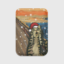 Картхолдер Magsafe магнитный Кот Крик новогодний в колпаке мем