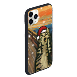 Чехол для iPhone 11 Pro Max матовый Кот Крик новогодний в колпаке мем - фото 2