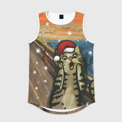 Мужская спортивная майка 3D Кот Крик новогодний в колпаке мем