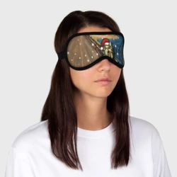 Маска для сна 3D Кот Крик новогодний в колпаке мем - фото 2