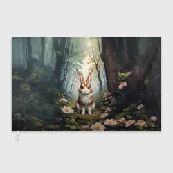 Флаг 3D Маленький зайчик в лесу