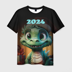 Мужская футболка 3D 2024   зеленый дракончик