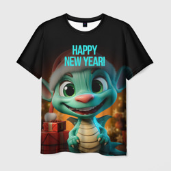 Мужская футболка 3D Happy new year green  dragon
