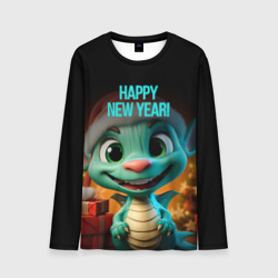 Мужской лонгслив 3D Happy new year green  dragon