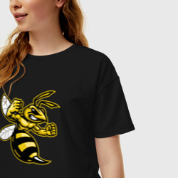 Женская футболка хлопок Oversize Злая пчёлка - фото 2