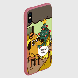Чехол для iPhone XS Max матовый This is fine - с новым годом мем под ёлкой 2025 - фото 2