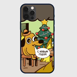 Чехол для iPhone 12 Pro This is fine - с новым годом мем под ёлкой 2025