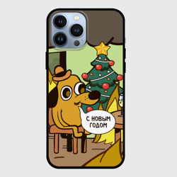 Чехол для iPhone 13 Pro Max This is fine - с новым годом мем под ёлкой 2025