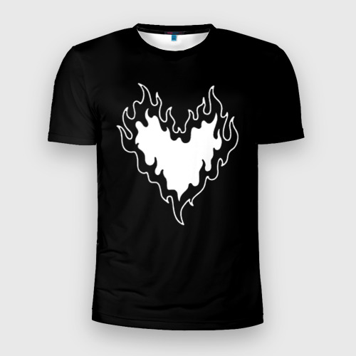 Мужская футболка 3D Slim с принтом Burning heart, вид спереди #2