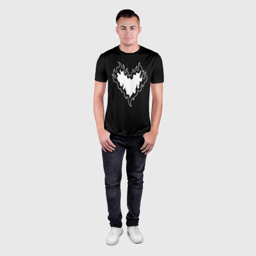 Мужская футболка 3D Slim с принтом Burning heart, вид сбоку #3