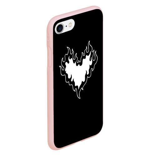 Чехол для iPhone 7/8 матовый с принтом Burning heart, вид сбоку #3