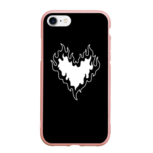 Чехол для iPhone 7/8 матовый с принтом Burning heart, вид спереди #2