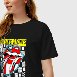 Женская футболка хлопок Oversize The Rolling Stones rock group - фото 2