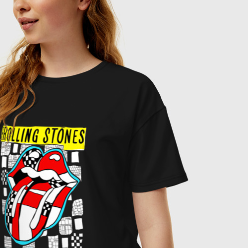 Женская футболка хлопок Oversize The Rolling Stones rock group, цвет черный - фото 3