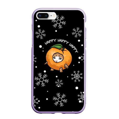 Чехол для iPhone 7Plus/8 Plus матовый с принтом Счастливый котенок - Новый год, вид спереди #2