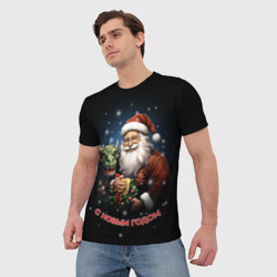 Мужская футболка 3D Дед мороз с драконом - фото 2