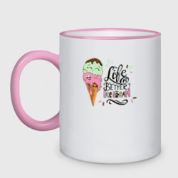 Кружка двухцветная Life is better with ice cream