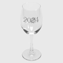 Бокал с принтом Дракон 2024 — Новый год для любого человека, вид спереди №2. Цвет основы: прозрачный